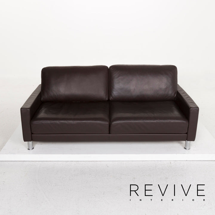 Rolf Benz leather sofa brown dark brown three-seater couch #12817