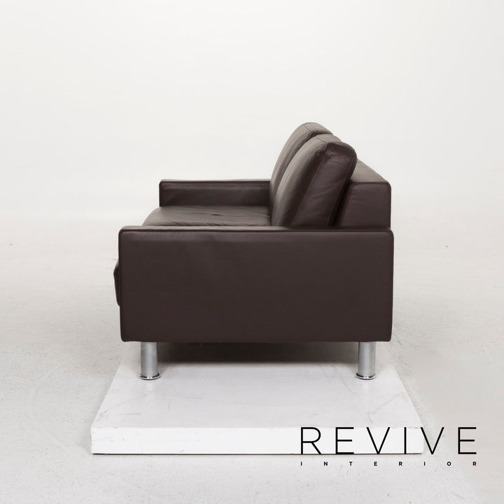Rolf Benz leather sofa brown dark brown two-seater couch #12816