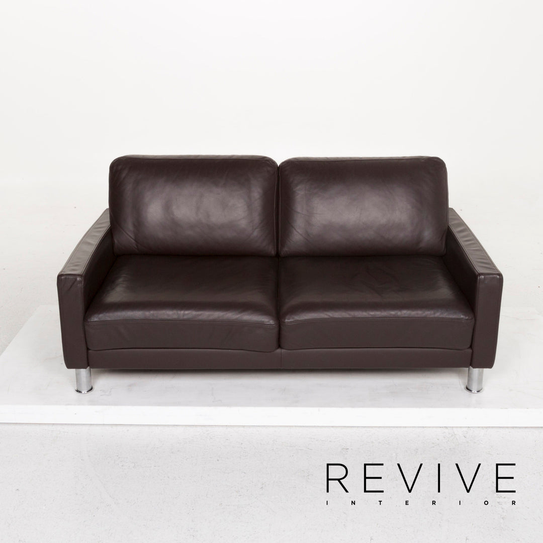 Rolf Benz leather sofa brown dark brown two-seater couch #12816