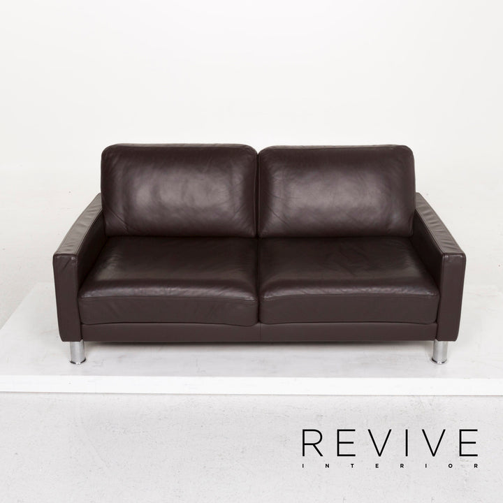 Rolf Benz leather sofa brown dark brown two-seater couch #12816