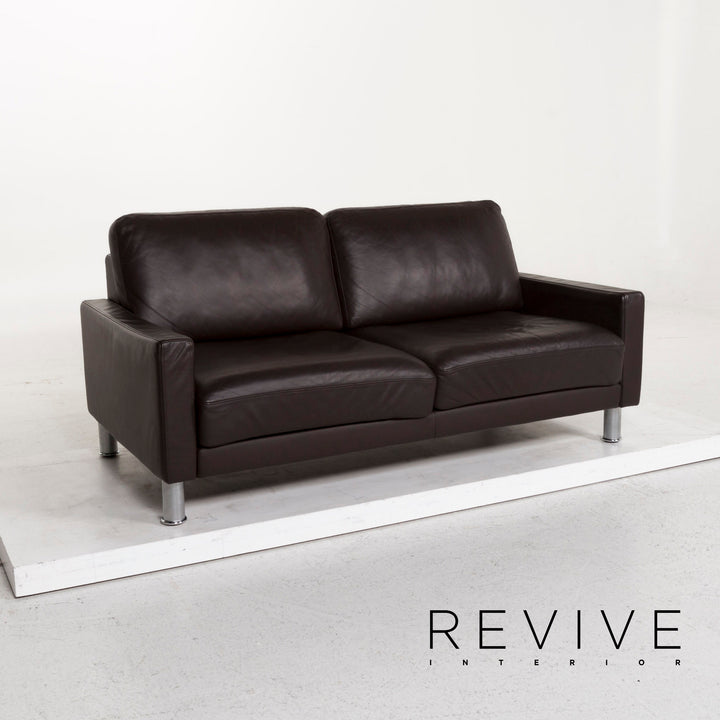 Rolf Benz leather sofa brown dark brown two-seater couch #12816