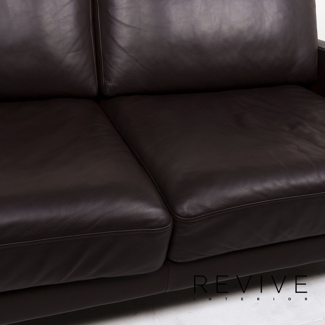 Rolf Benz leather sofa brown dark brown two-seater couch #12816