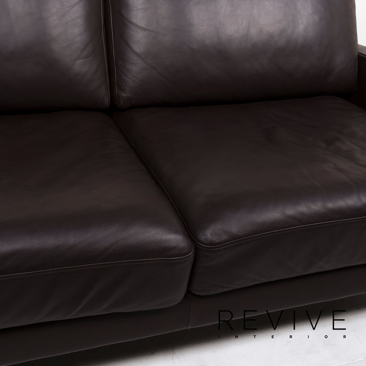 Rolf Benz leather sofa brown dark brown two-seater couch #12816
