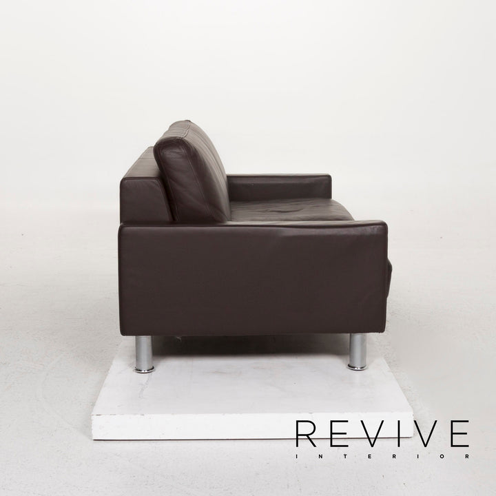 Rolf Benz leather sofa brown dark brown two-seater couch #12816