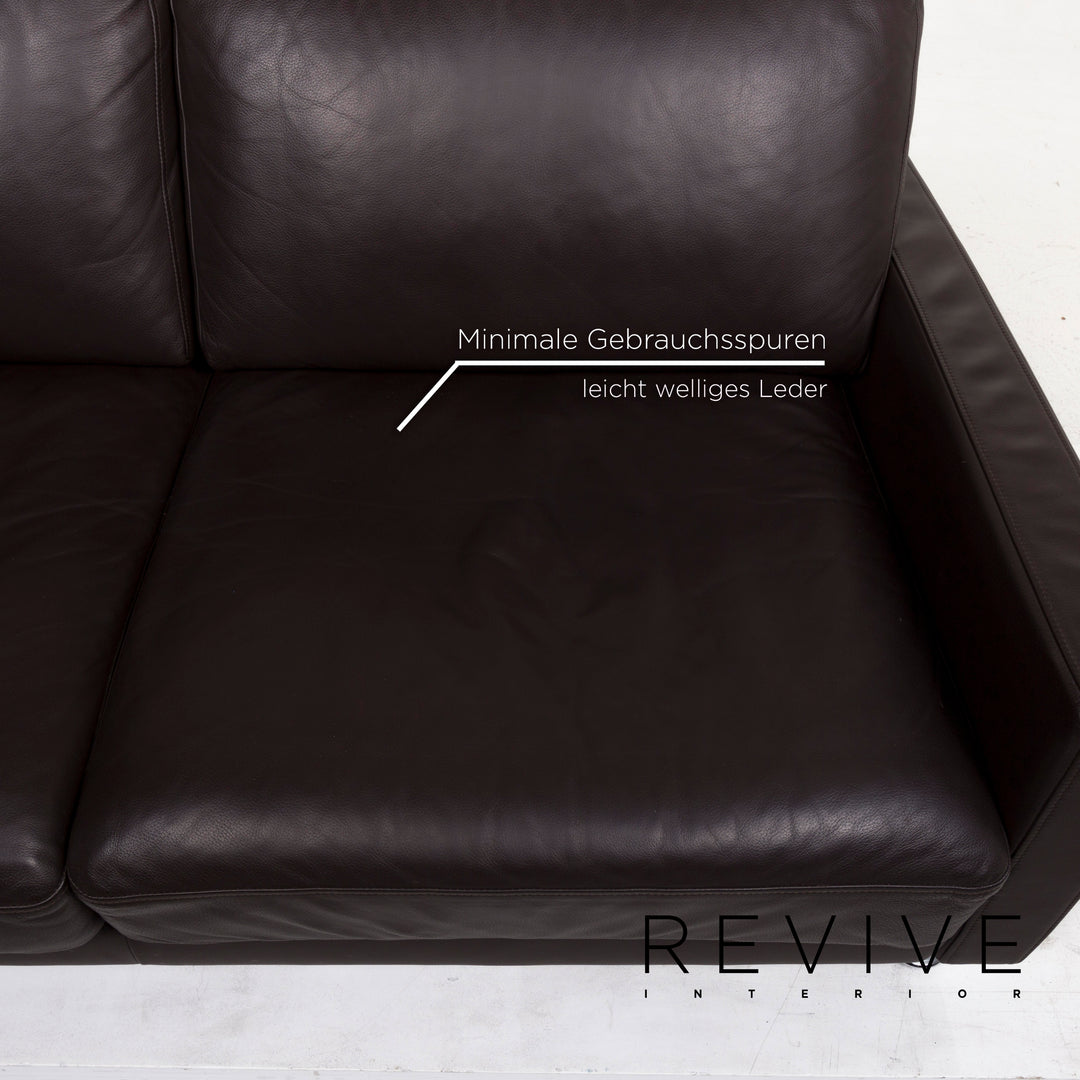 Rolf Benz leather sofa brown dark brown two-seater couch #12816