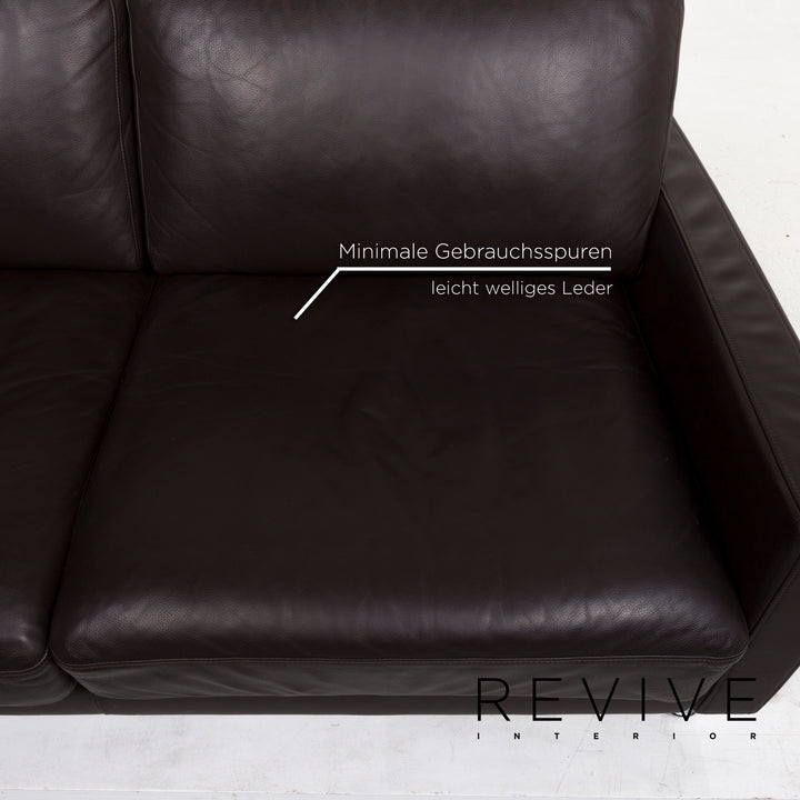 Rolf Benz leather sofa brown dark brown two-seater couch #12816