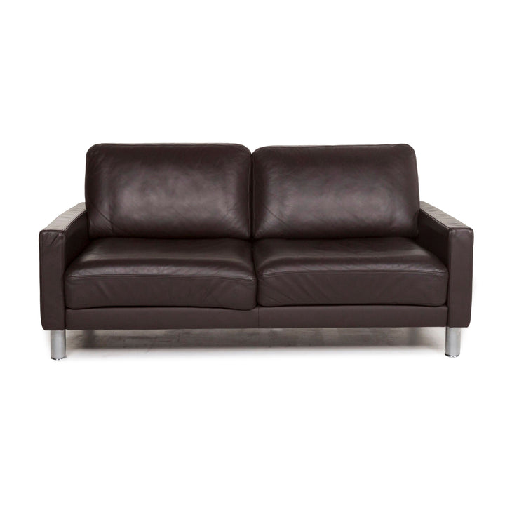 Rolf Benz leather sofa brown dark brown two-seater couch #12816