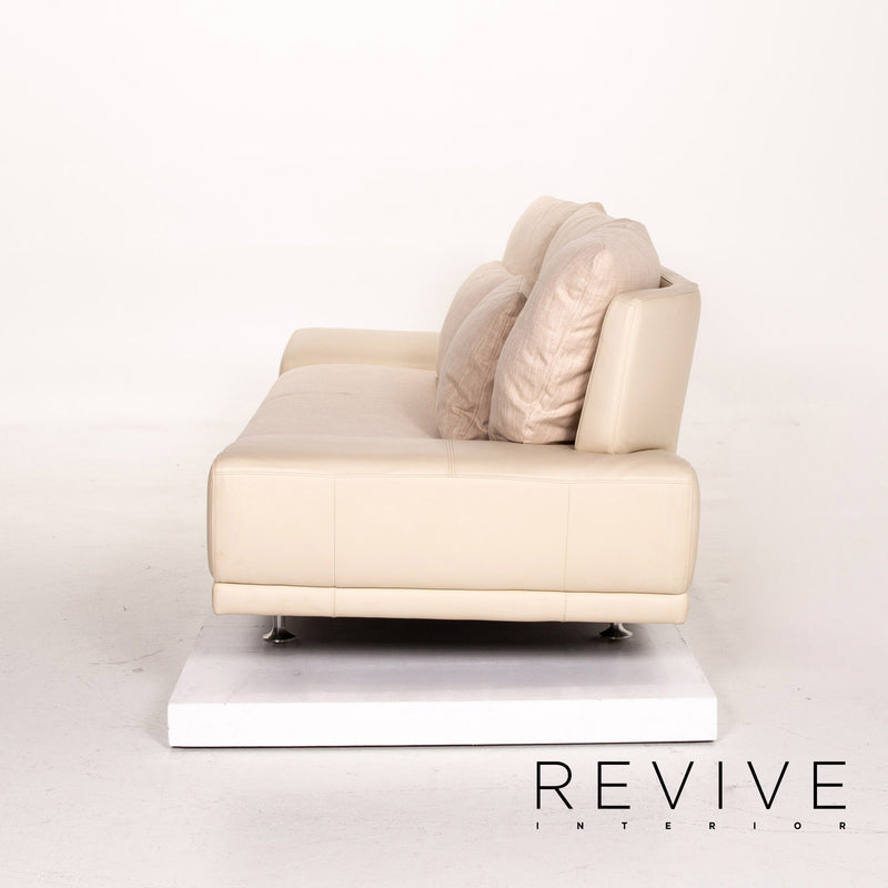 Rolf Benz Leder Sofa Creme Dreisitzer Couch 