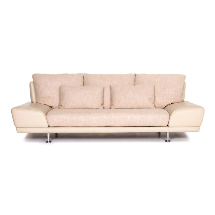 Rolf Benz Leder Sofa Creme Dreisitzer Couch #13210