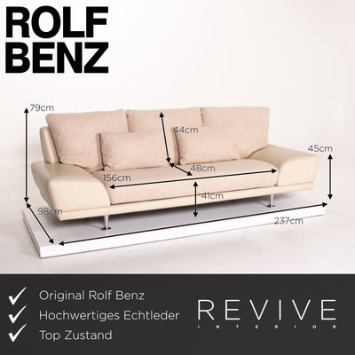 Rolf Benz Leder Sofa Creme Dreisitzer Couch #13210
