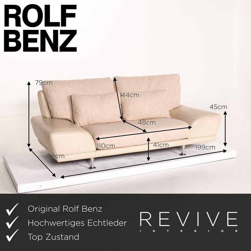 Rolf Benz Leder Sofa Creme Zweisitzer Couch 