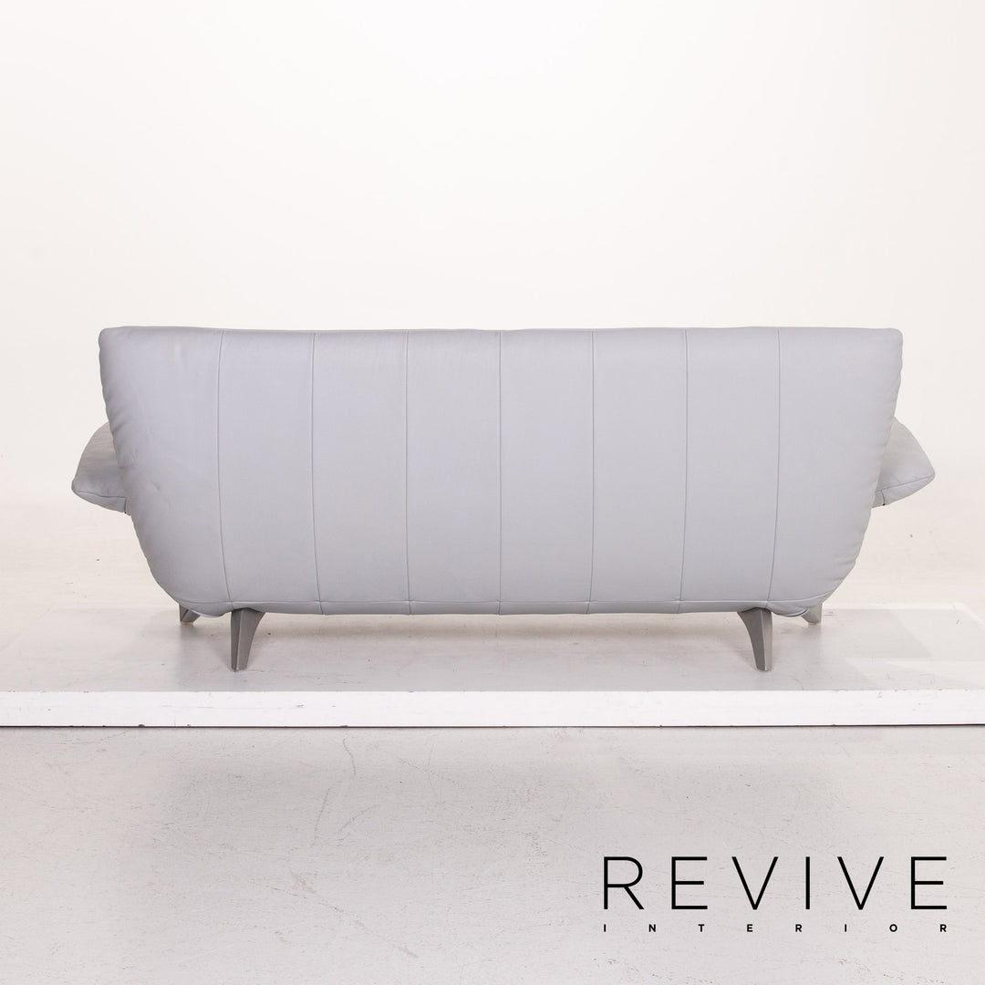 Rolf Benz leather sofa Eisbau gray blue three-seater couch #14715