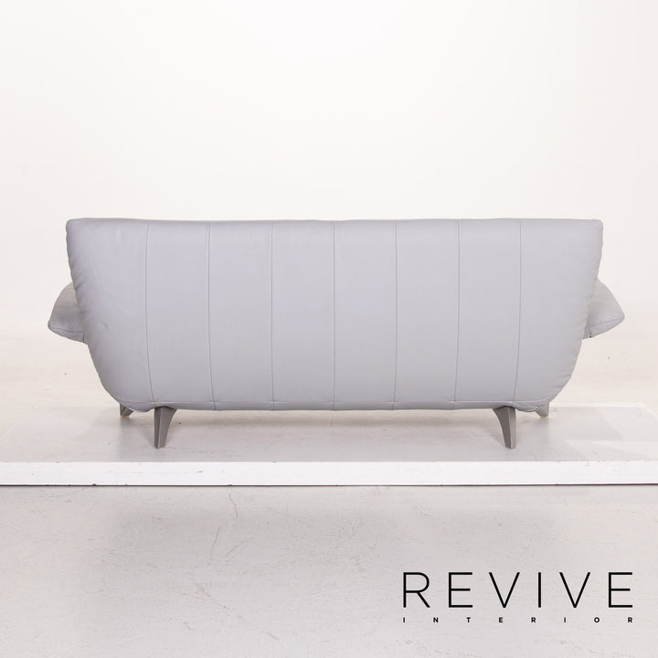 Rolf Benz leather sofa Eisbau gray blue three-seater couch #14715