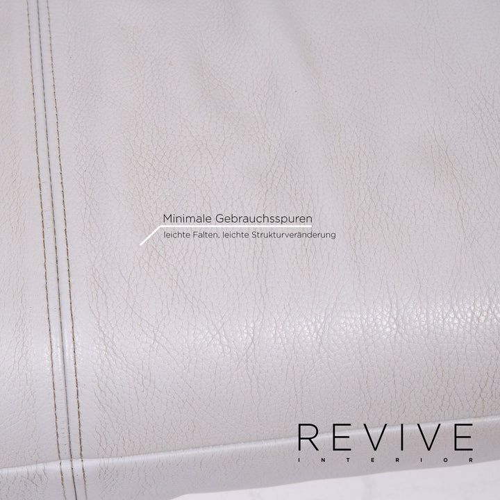 Rolf Benz leather sofa Eisbau gray blue three-seater couch #14715