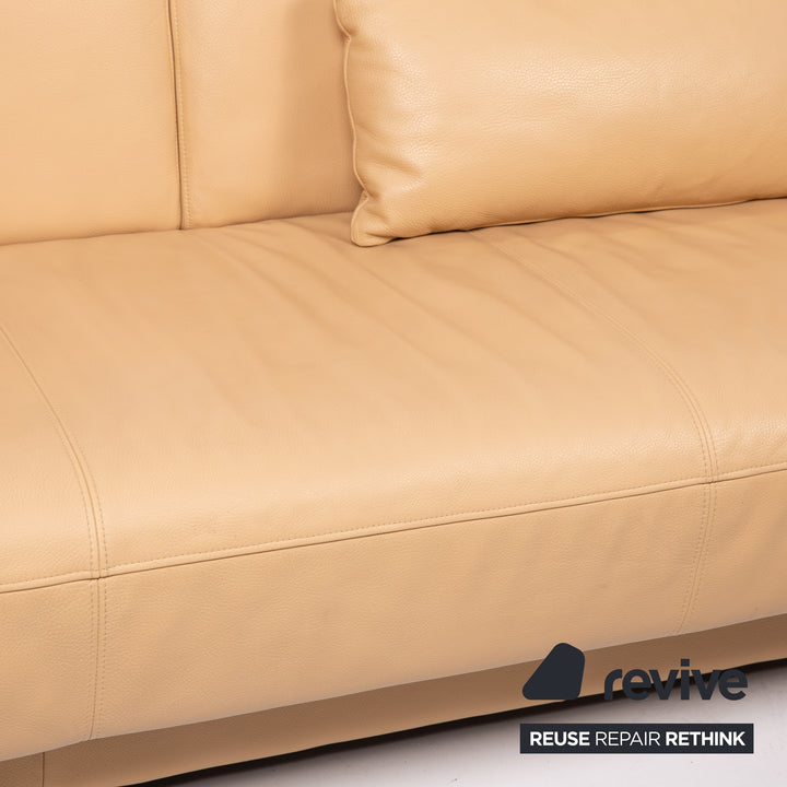 Rolf Benz leather sofa set beige 1x three-seater 1x two-seater function