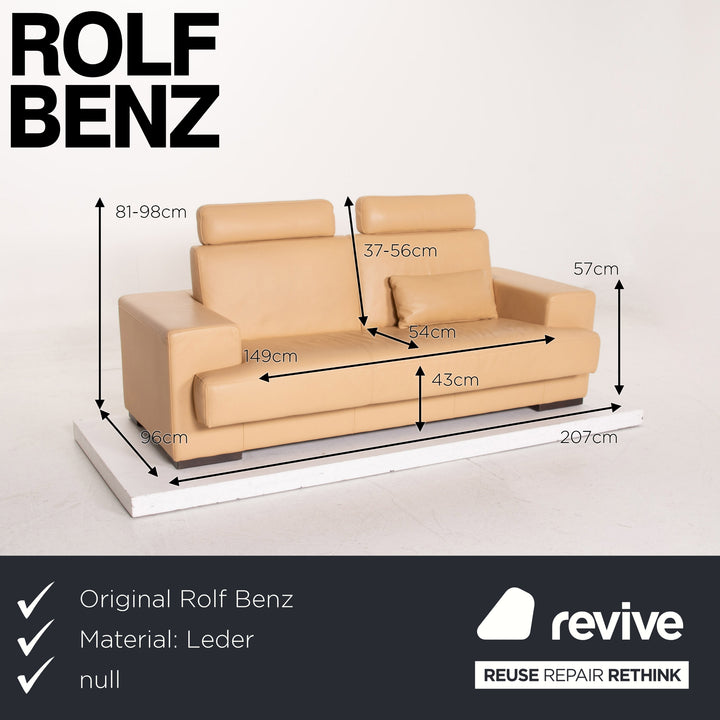 Rolf Benz leather sofa set beige 1x three-seater 1x two-seater function