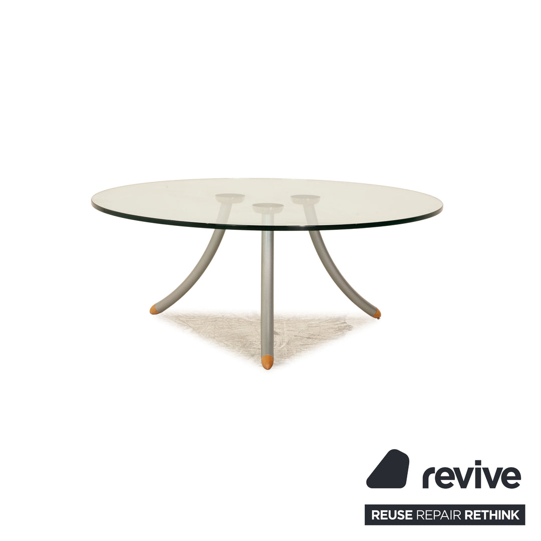 Rolf Benz leather sofa set beige two-seater stool coffee table couch