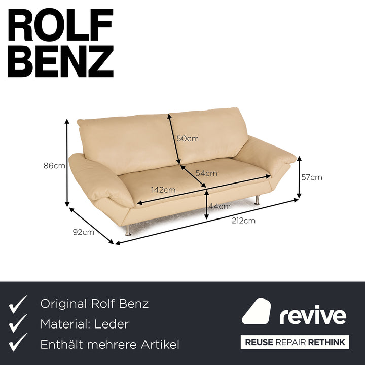 Rolf Benz leather sofa set beige two-seater stool coffee table couch