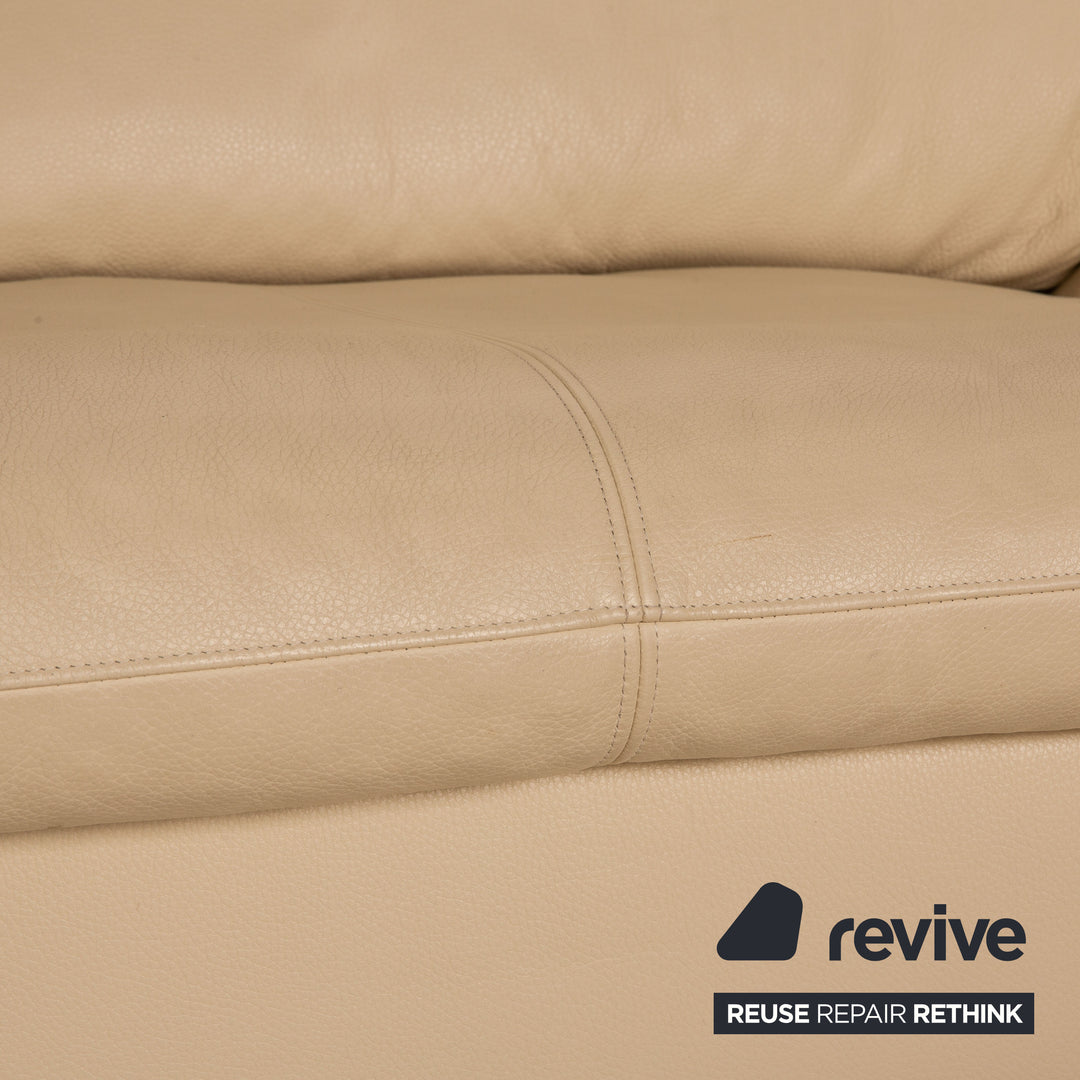 Rolf Benz leather sofa set beige two-seater stool coffee table couch