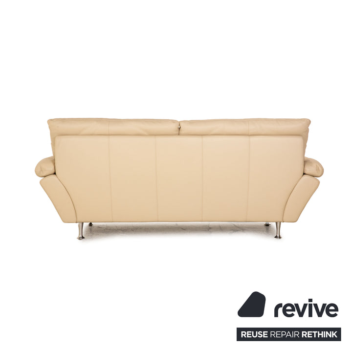 Rolf Benz Leder Sofa Garnitur Beige Zweisitzer Sessel Hocker Couchtisch Couch