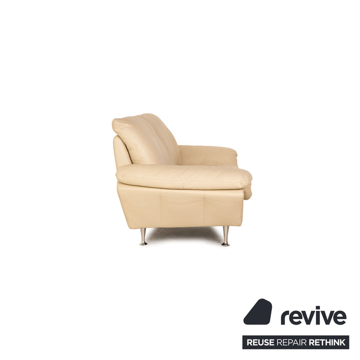 Rolf Benz Leder Sofa Garnitur Beige Zweisitzer Sessel Hocker Couchtisch Couch