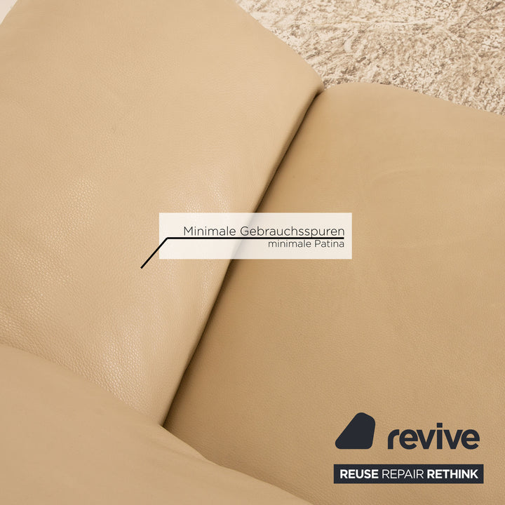 Rolf Benz Leder Sofa Garnitur Beige Zweisitzer Sessel Hocker Couchtisch Couch