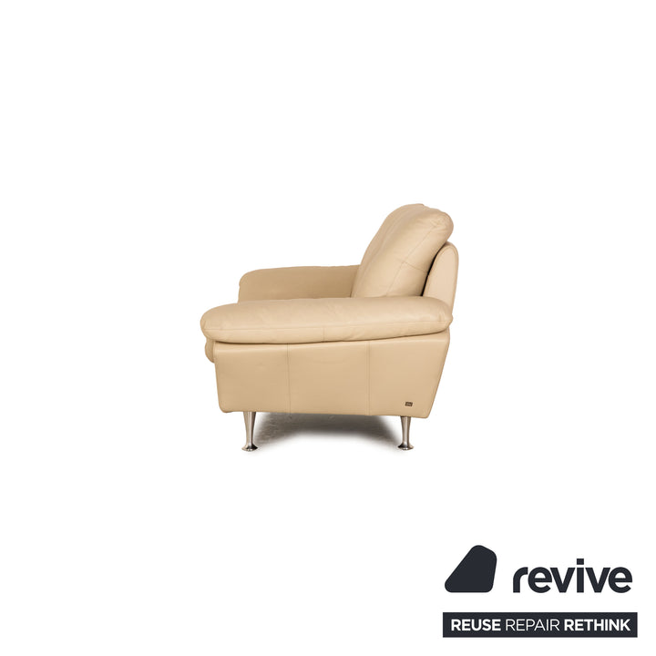 Rolf Benz Leder Sofa Garnitur Beige Zweisitzer Sessel Hocker Couchtisch Couch