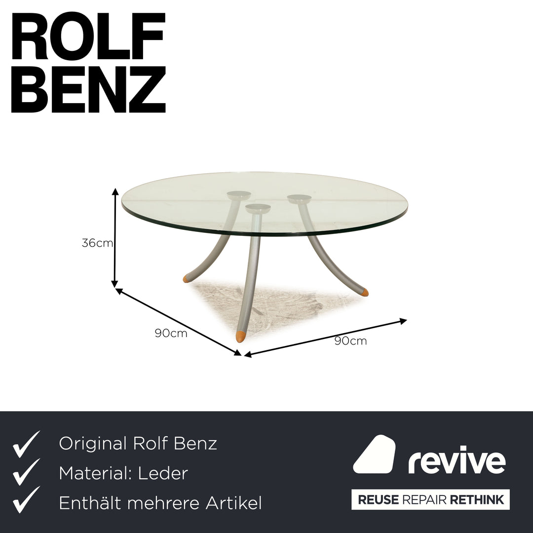 Rolf Benz Leder Sofa Garnitur Beige Zweisitzer Sessel Hocker Couchtisch Couch