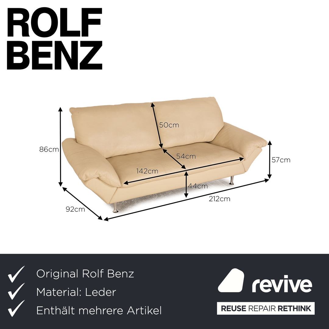 Rolf Benz Leder Sofa Garnitur Beige Zweisitzer Sessel Hocker Couchtisch Couch