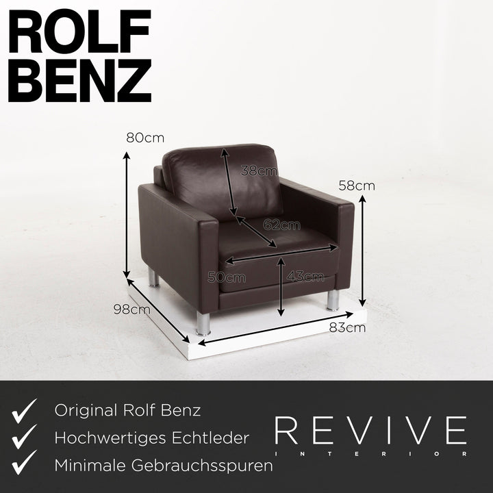 Rolf Benz leather sofa set brown dark brown 1x three-seater 1x two-seater 1x armchair 1x stool #13025