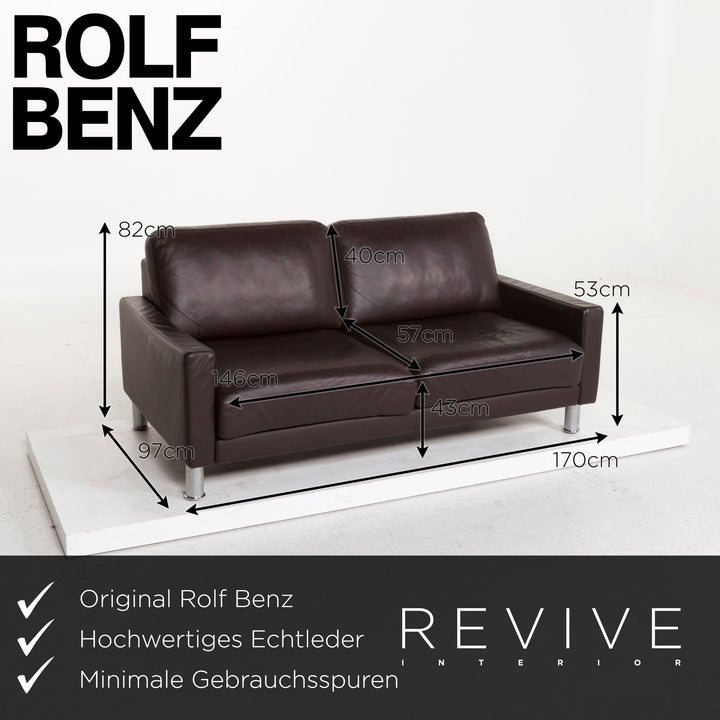 Rolf Benz Leder Sofa Garnitur Braun Dunkelbraun 1x Dreisitzer 1x Zweisitzer 1x Sessel 1x Hocker #13025