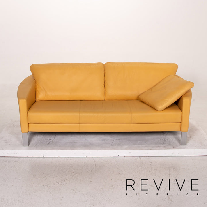 Rolf Benz leather sofa set yellow 1x three-seater 1x two-seater 1x armchair #15525