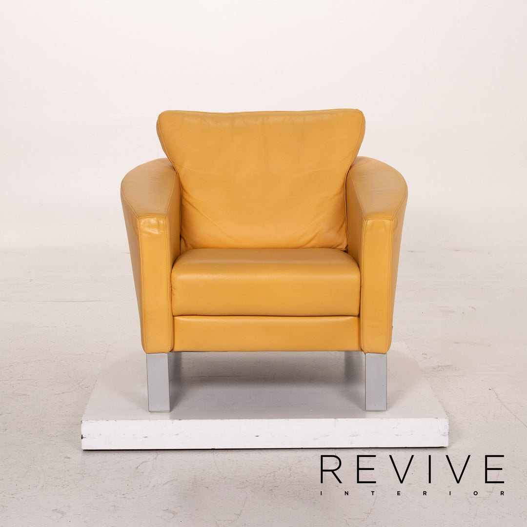 Rolf Benz leather sofa set yellow 1x three-seater 1x two-seater 1x armchair #15525