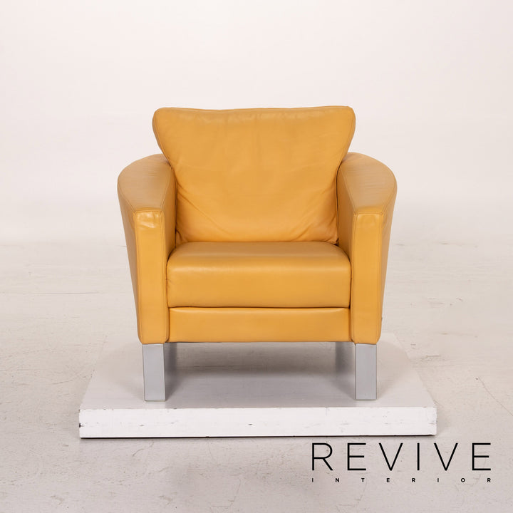 Rolf Benz leather sofa set yellow 1x three-seater 1x two-seater 1x armchair #15525