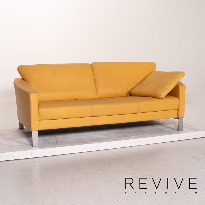 Rolf Benz leather sofa set yellow 1x three-seater 1x two-seater 1x armchair #15525