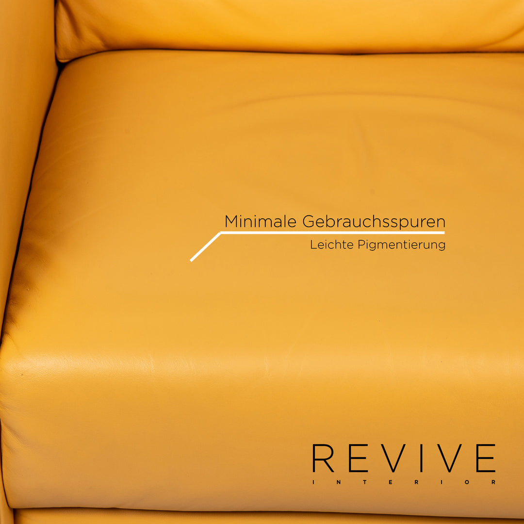 Rolf Benz leather sofa set yellow 1x three-seater 1x two-seater 1x armchair #15525
