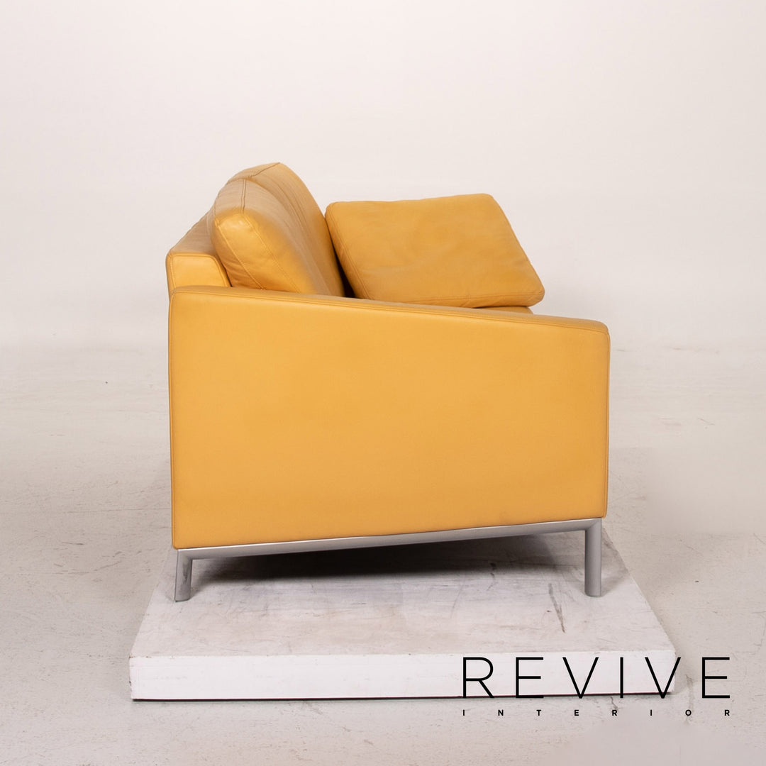 Rolf Benz leather sofa set yellow 1x three-seater 1x two-seater 1x armchair #15525