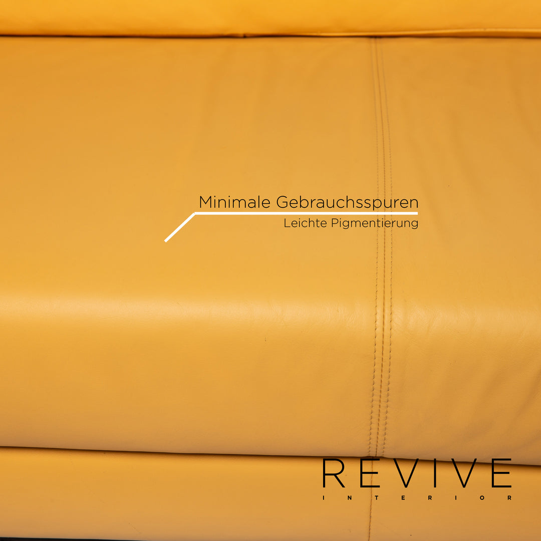 Rolf Benz leather sofa set yellow 1x three-seater 1x two-seater 1x armchair #15525