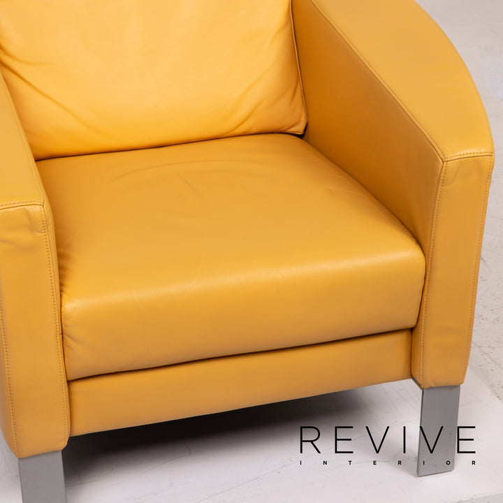 Rolf Benz leather sofa set yellow 1x three-seater 1x two-seater 1x armchair #15525