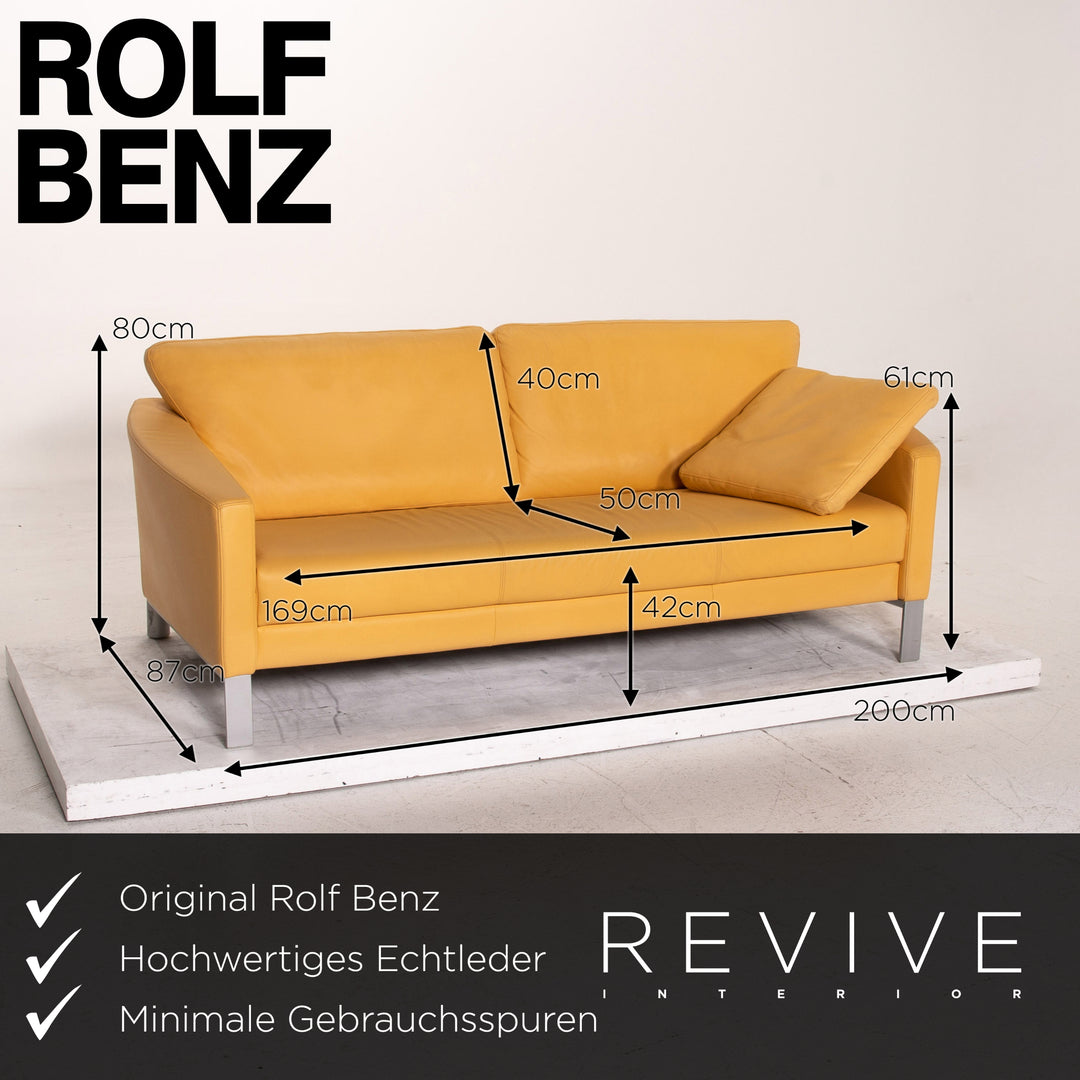 Rolf Benz leather sofa set yellow 1x three-seater 1x two-seater 1x armchair #15525