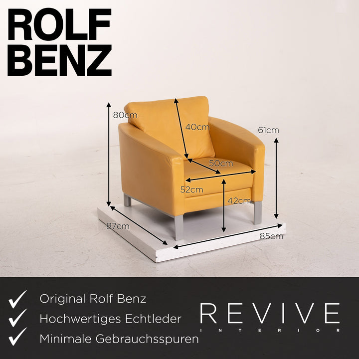 Rolf Benz leather sofa set yellow 1x three-seater 1x two-seater 1x armchair #15525