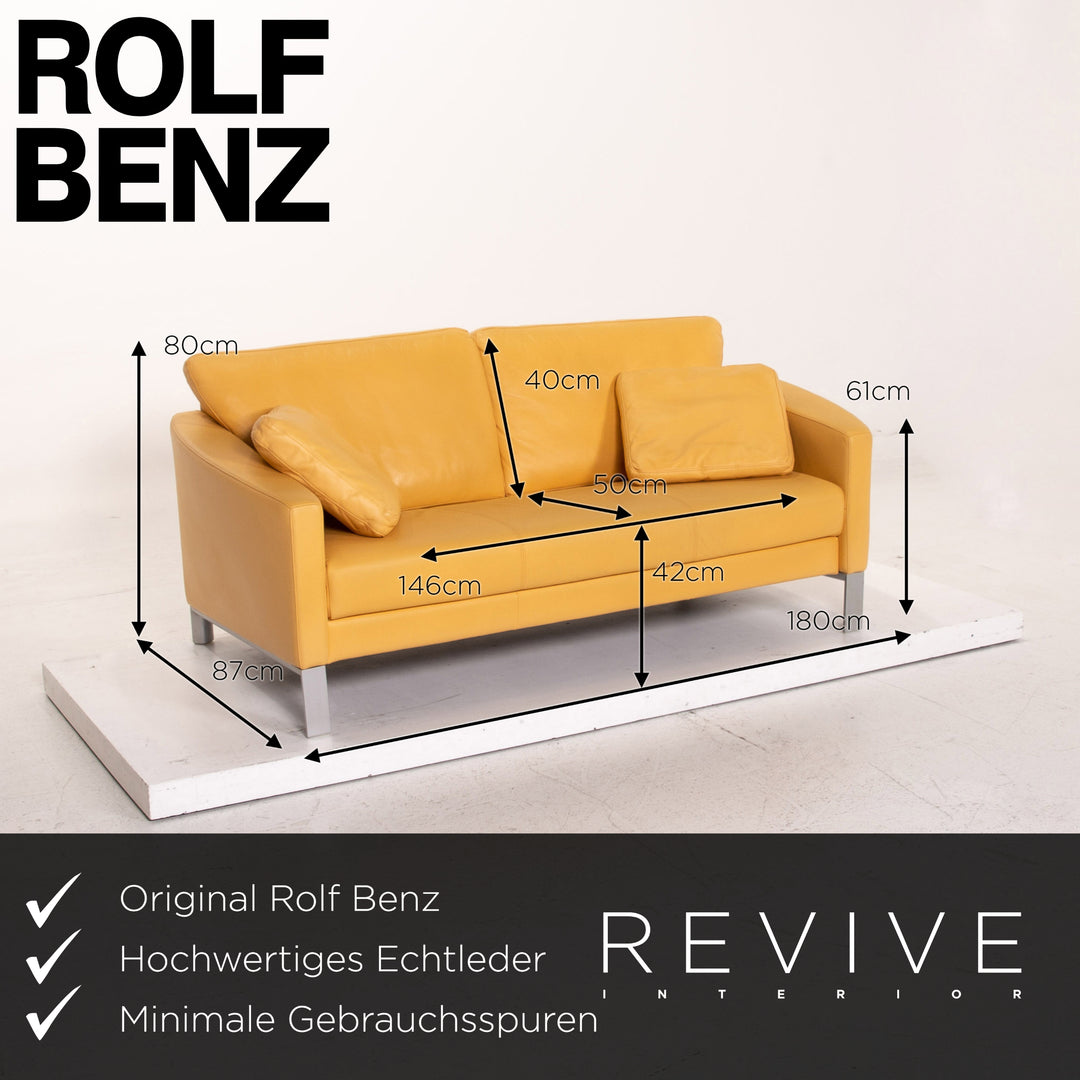 Rolf Benz leather sofa set yellow 1x three-seater 1x two-seater 1x armchair #15525
