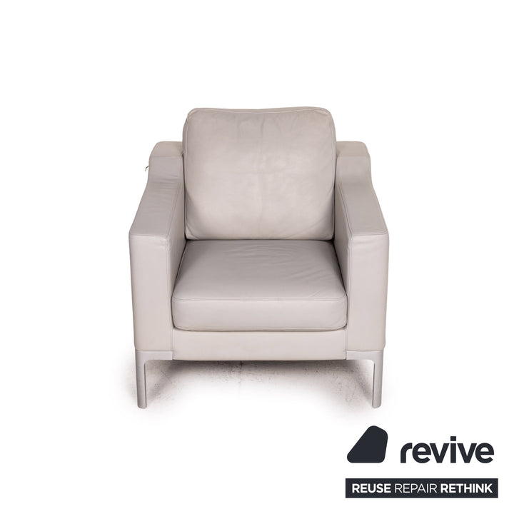 Rolf Benz leather sofa set gray 1x two-seater 1x armchair