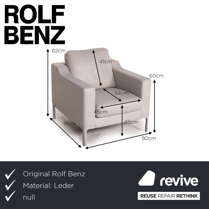 Rolf Benz leather sofa set gray 1x two-seater 1x armchair