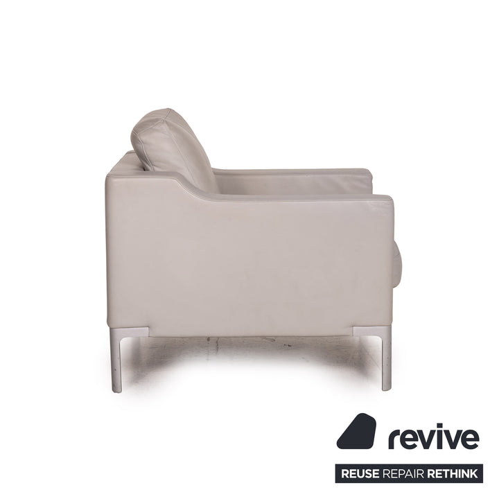 Rolf Benz leather sofa set gray 1x two-seater 1x armchair