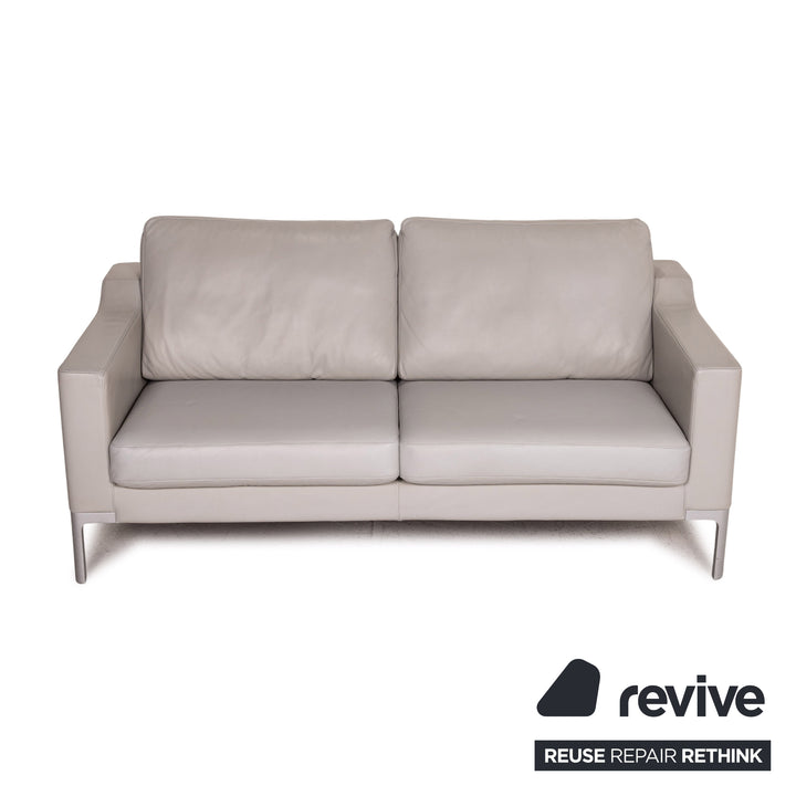 Rolf Benz leather sofa set gray 1x two-seater 1x armchair