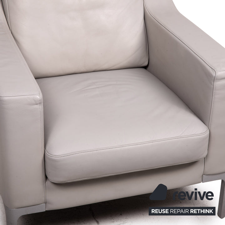 Rolf Benz leather sofa set gray 1x two-seater 1x armchair