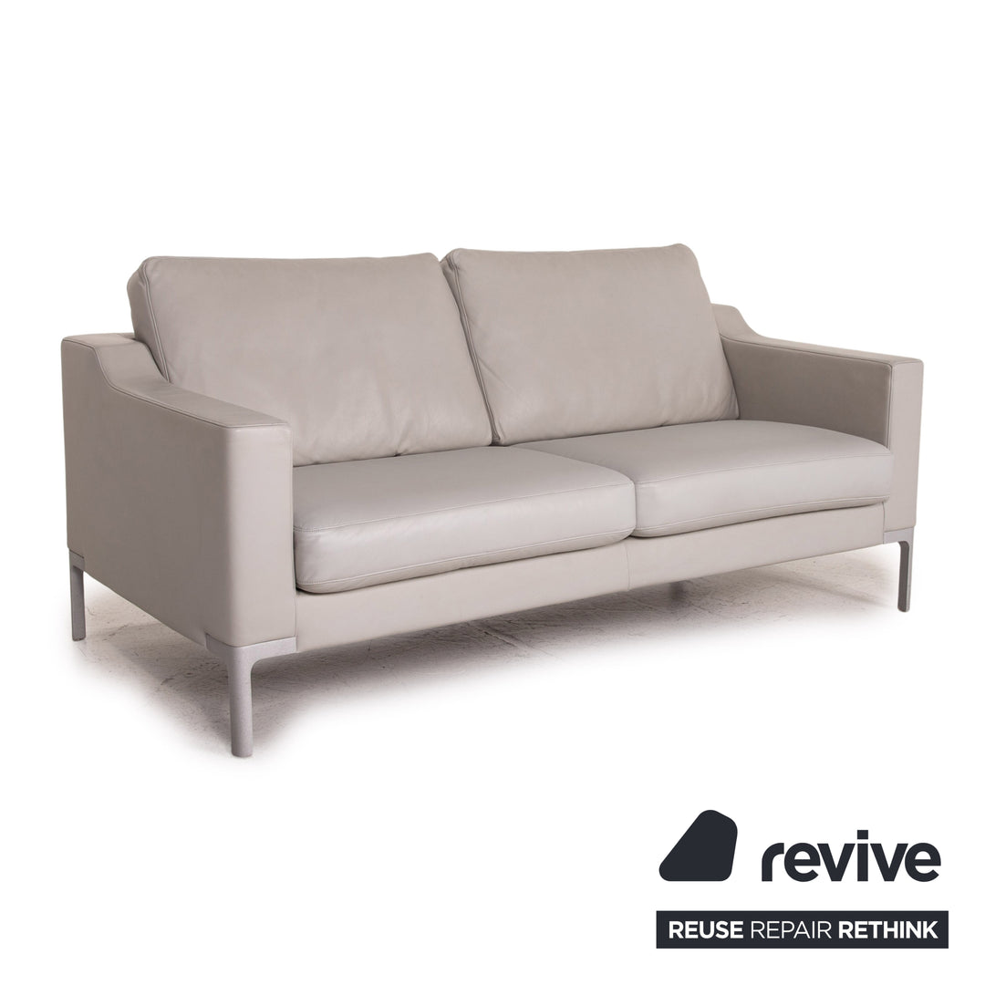 Rolf Benz leather sofa set gray 1x two-seater 1x armchair