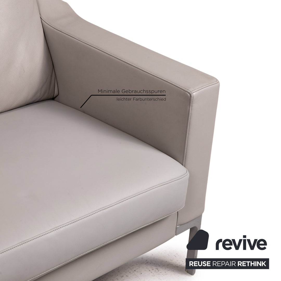 Rolf Benz leather sofa set gray 1x two-seater 1x armchair