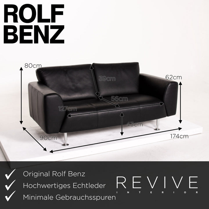 Rolf Benz Leder Sofa Garnitur Schwarz 1x Dreisitzer 1x Zweisitzer 1x Sessel #14252
